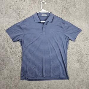 G/FORE Mens Twilight Blue Striped Performance Golf Polo Shirt Size L